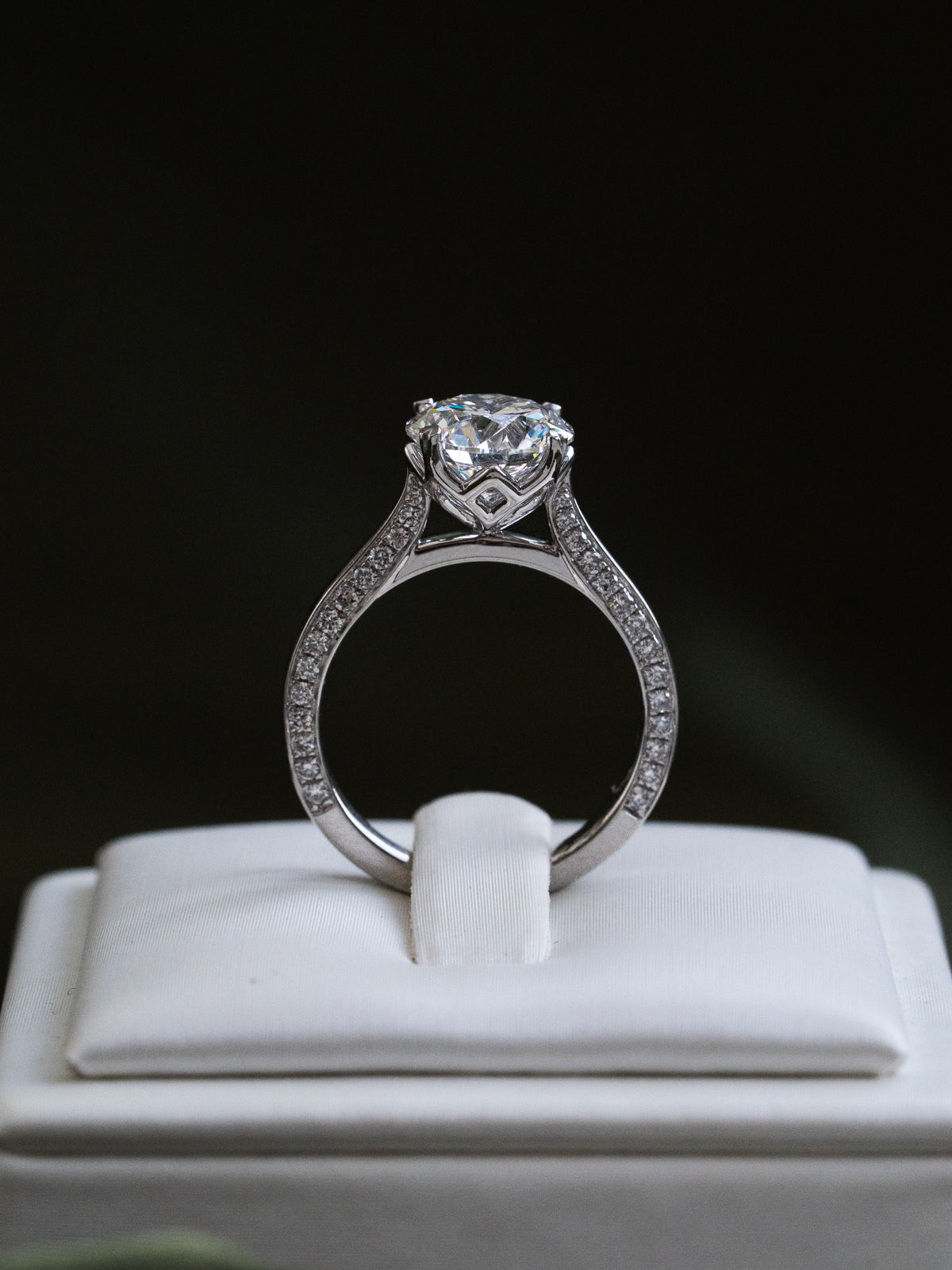Round Diamond with Hidden Diamonds and Heart Prong Detailing