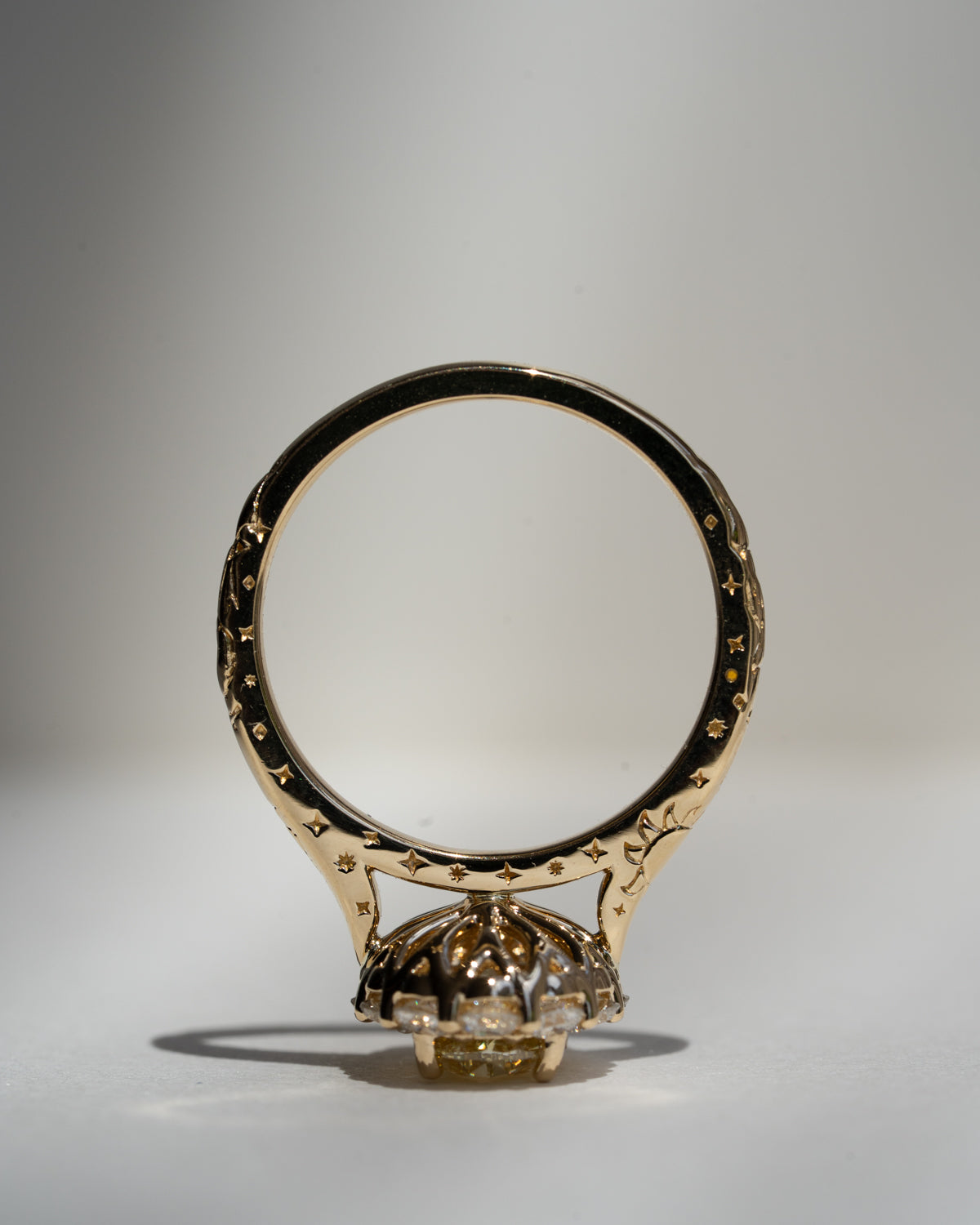 Light Yellow Oval with White Diamond Halo
