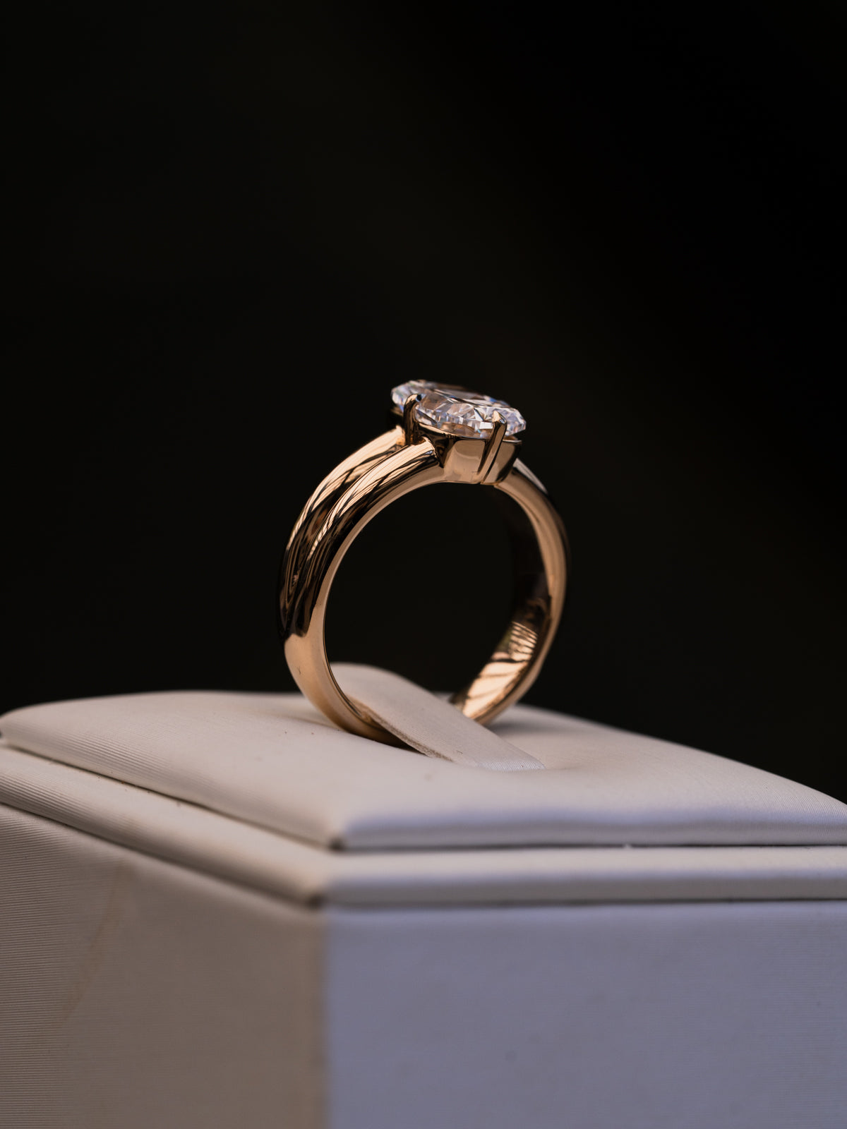 Elongated Cushion Cut with Chunky Ribbed Band
