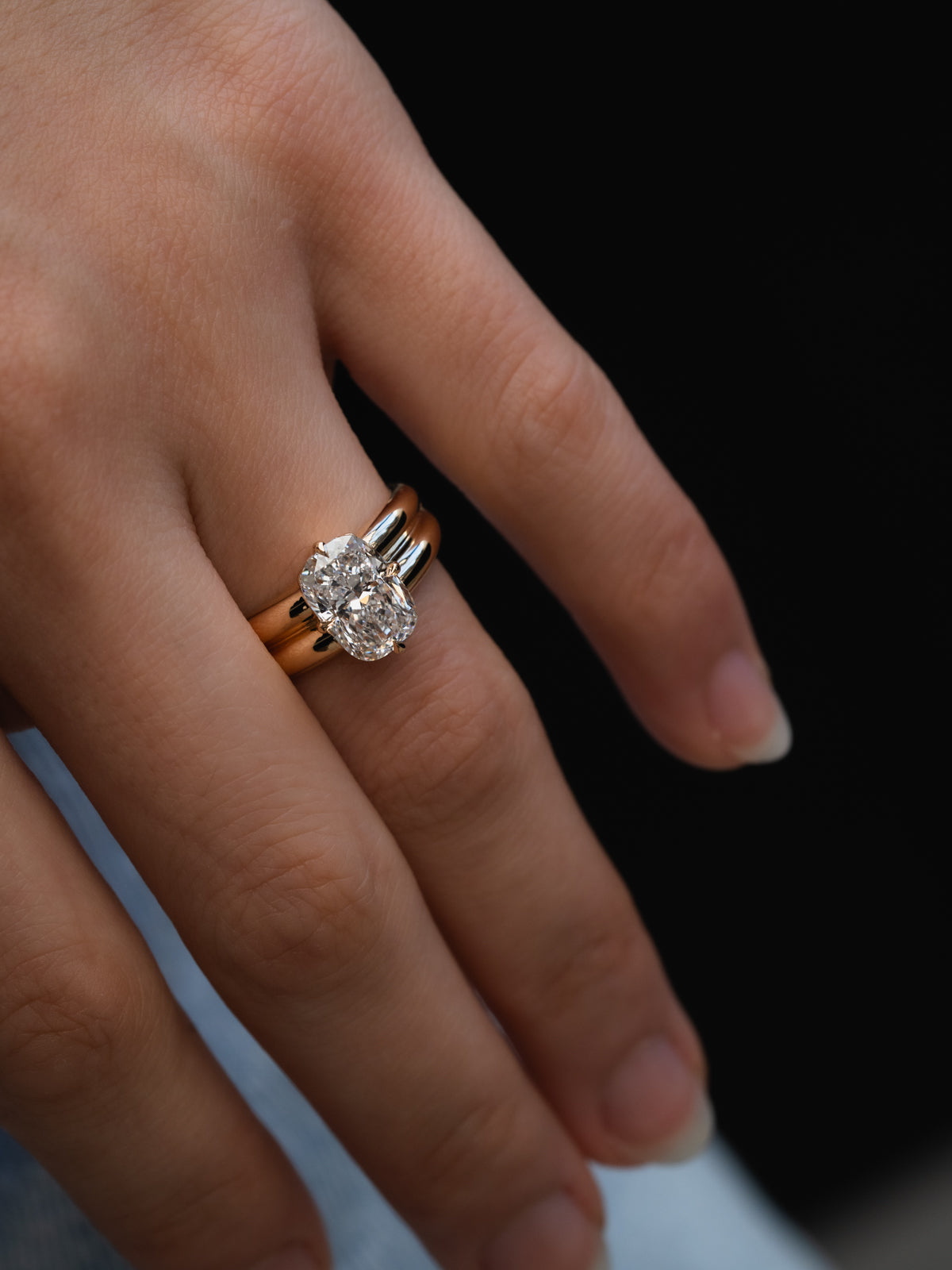 Elongated Cushion Cut with Chunky Ribbed Band