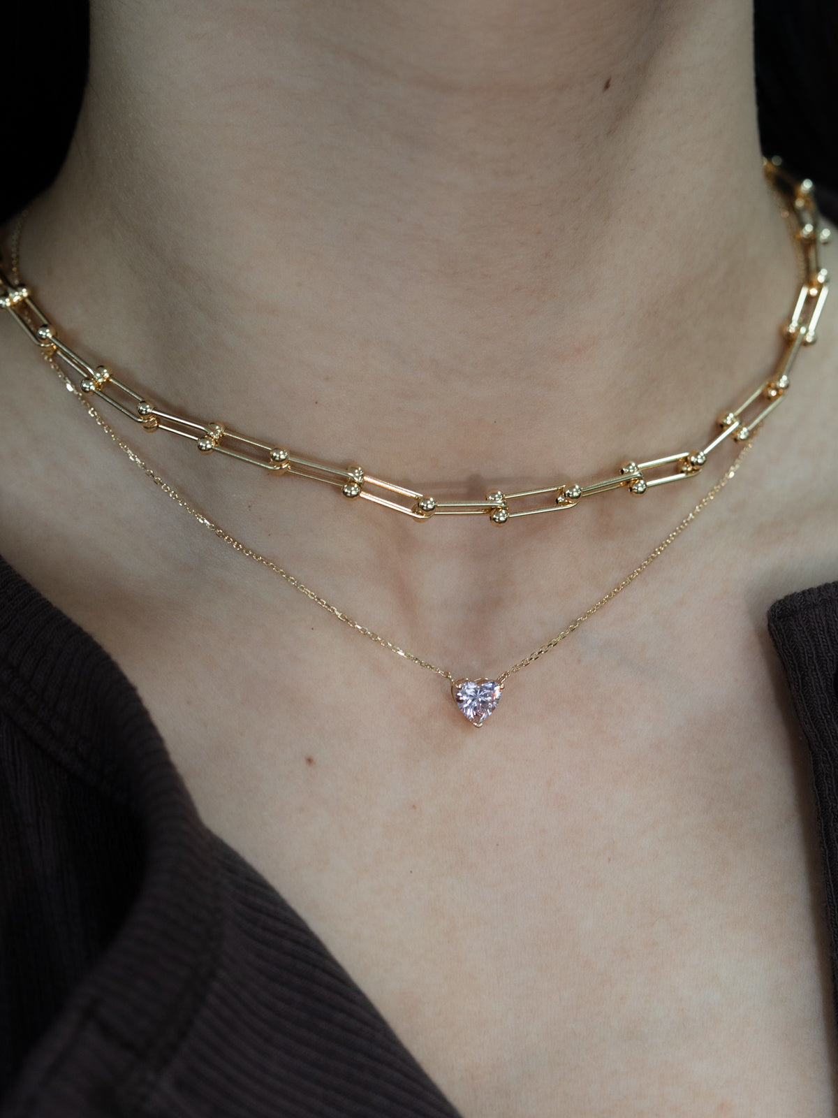 Heart cut pink diamond pendant 1 carat weight yellow gold necklace fine jewelry