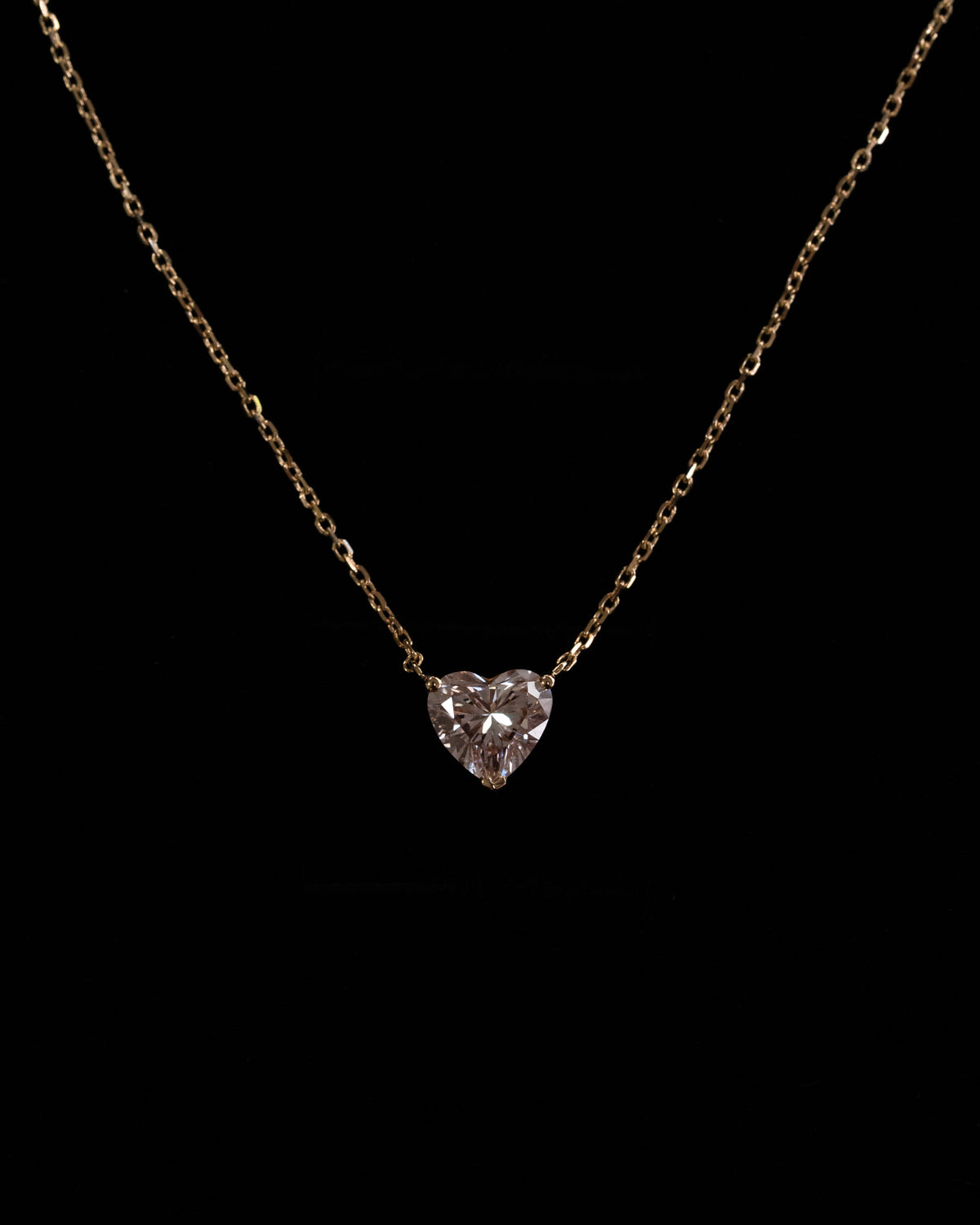 Pink diamond heart shaped solitaire necklace 1 carat on delicate gold chain
