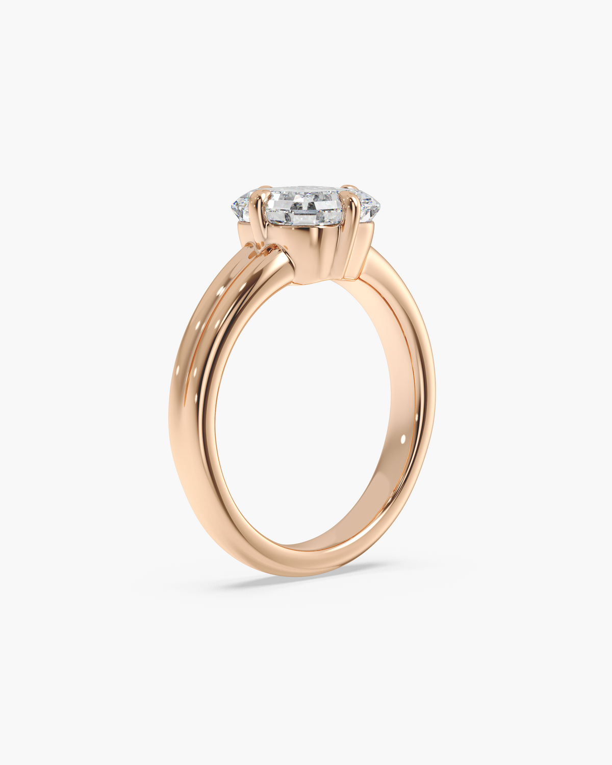 Sen Ribbed asscher solitaire engagement ring in 18k rose gold, front angle