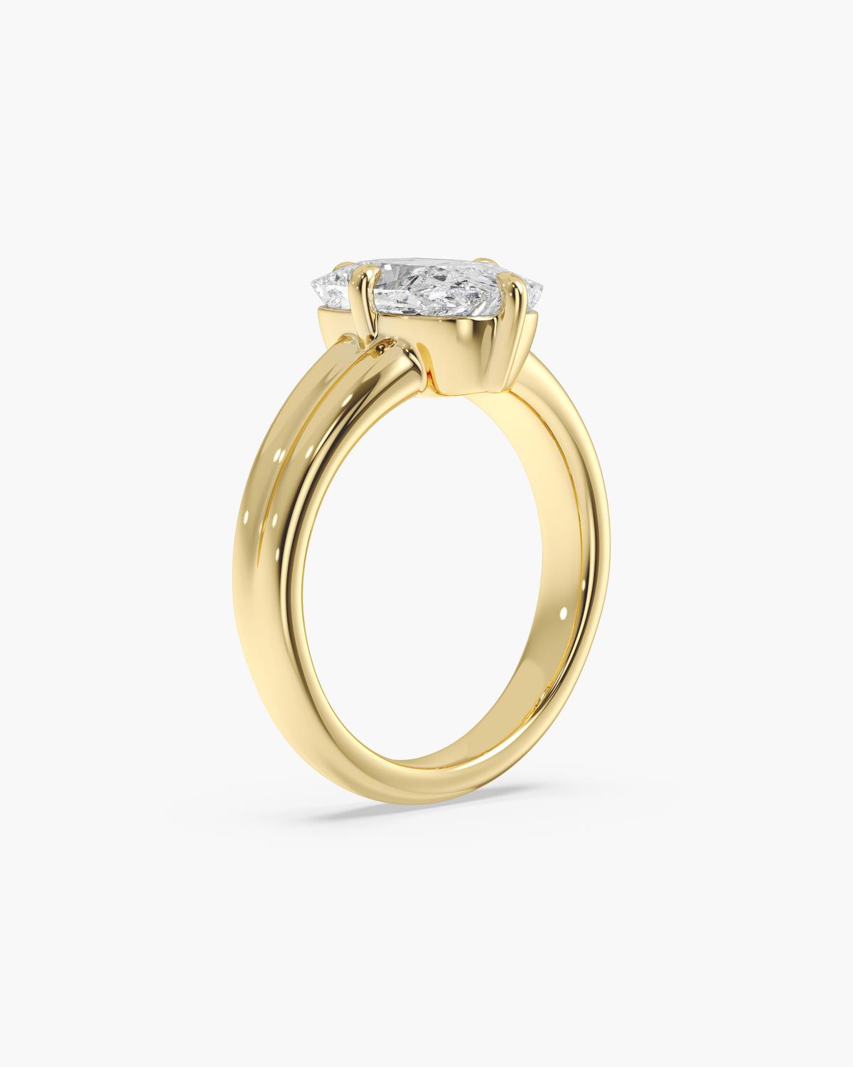 Sen (森) Ribbed Elongated Old Mine Cut Solitaire