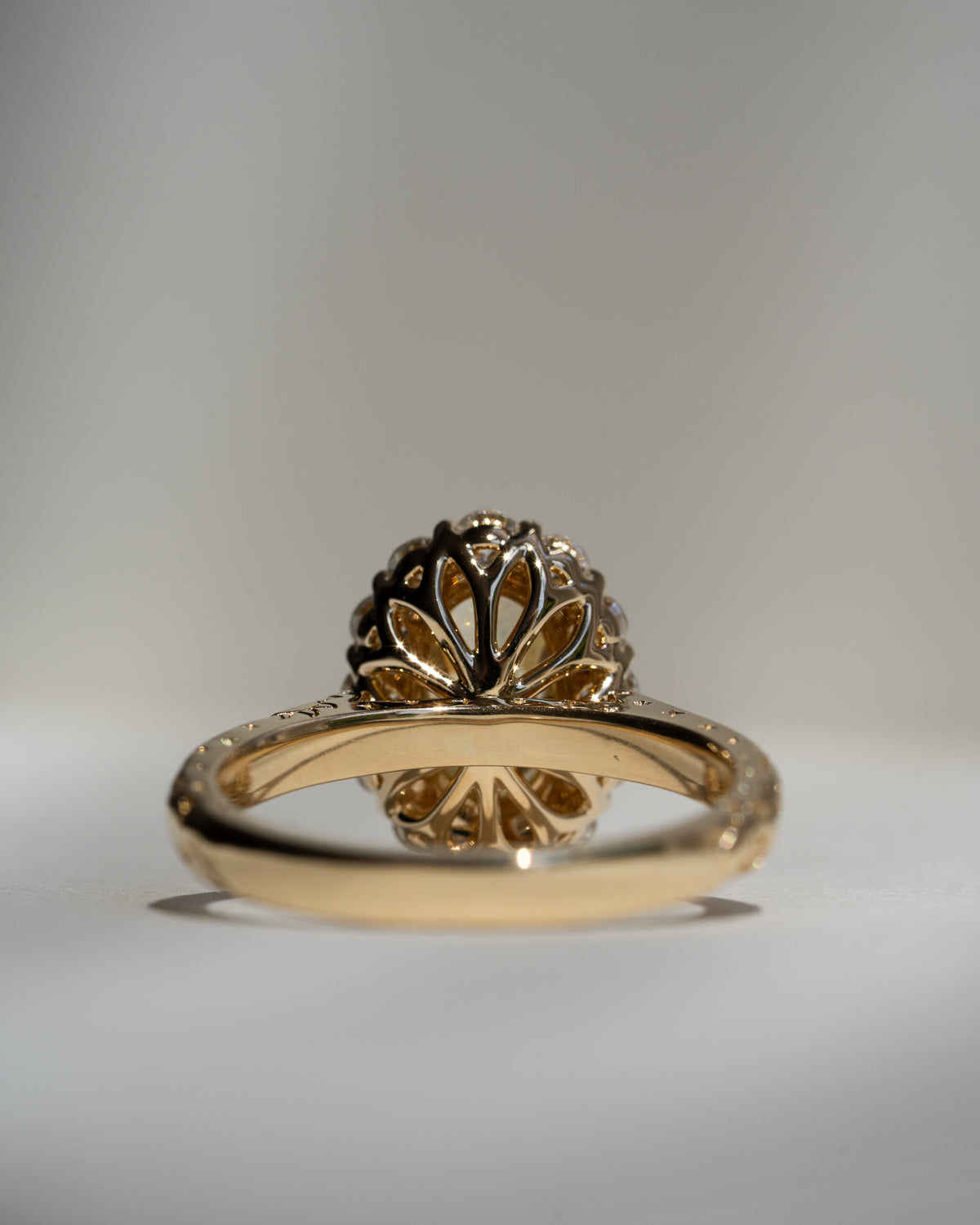Light Yellow Oval with White Diamond Halo