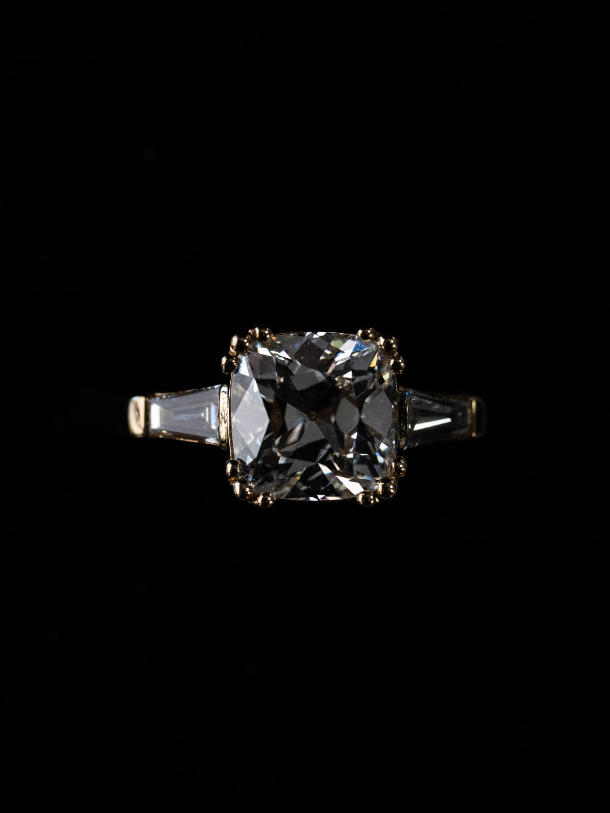Old Mine Cut Diamond with Tapered Baguettes
