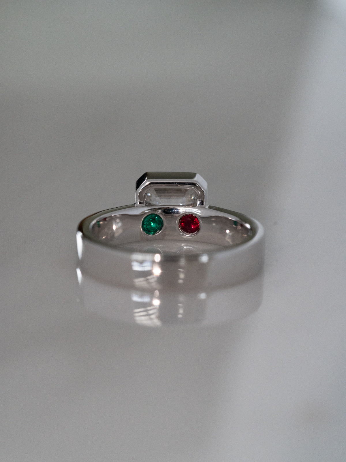 Emerald Cut Bezel Set in Platinum