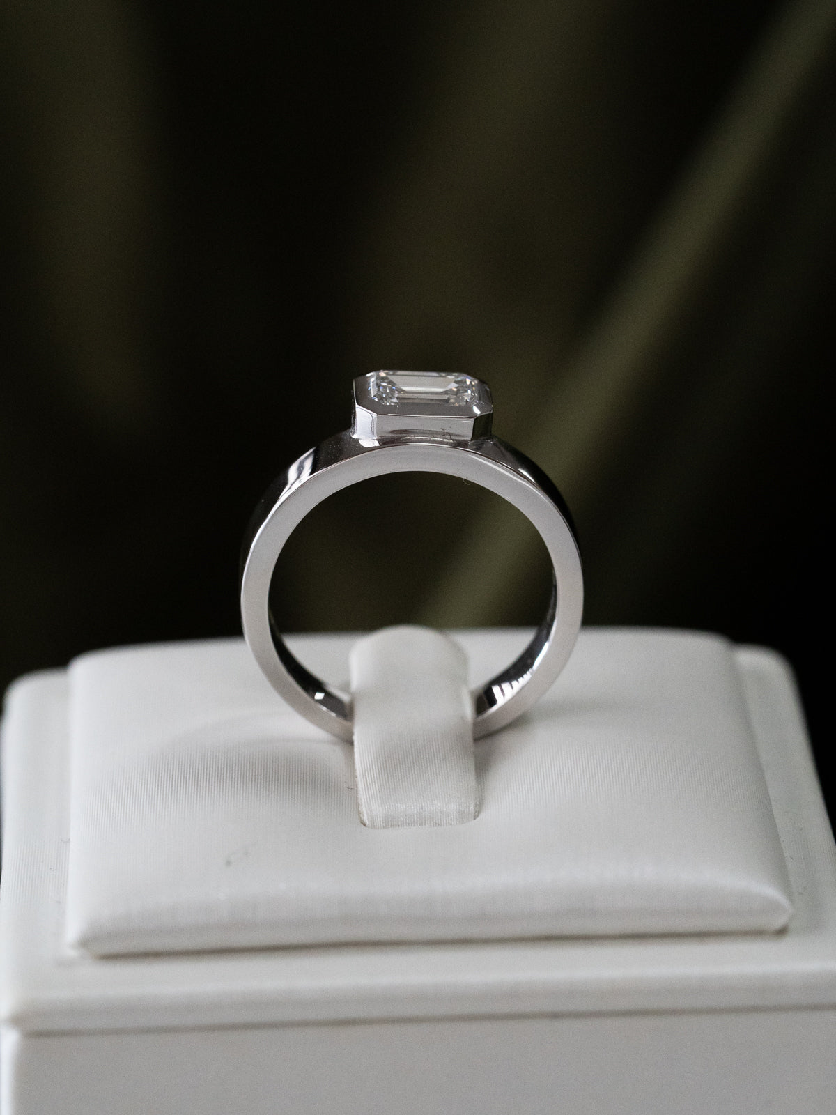 Emerald Cut Bezel Set in Platinum