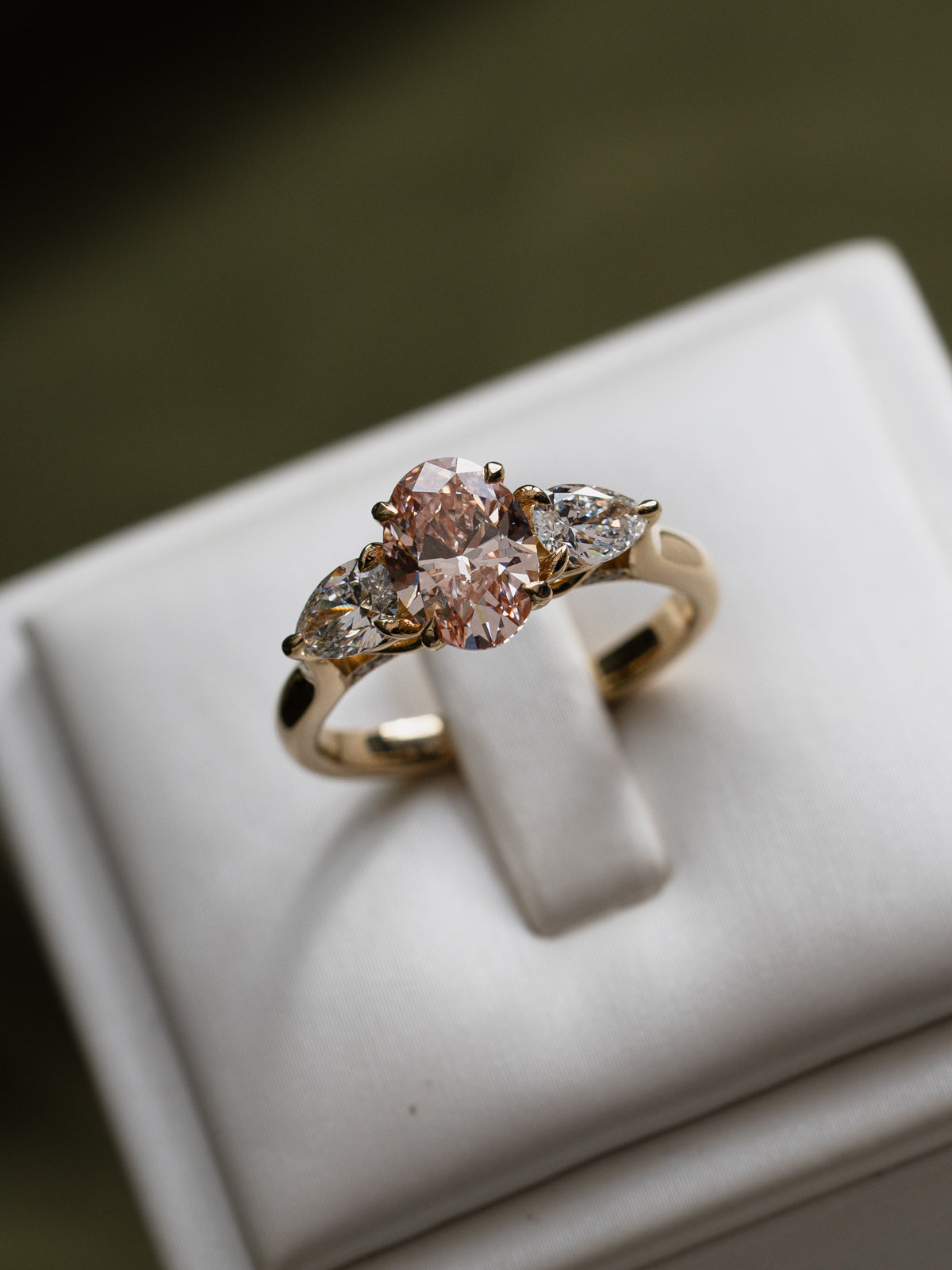Pink Oval with Pear Side Stones Trilogy