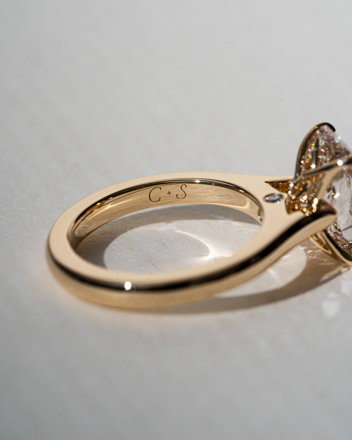 Champagne Old mine cut Diamond Solitaire