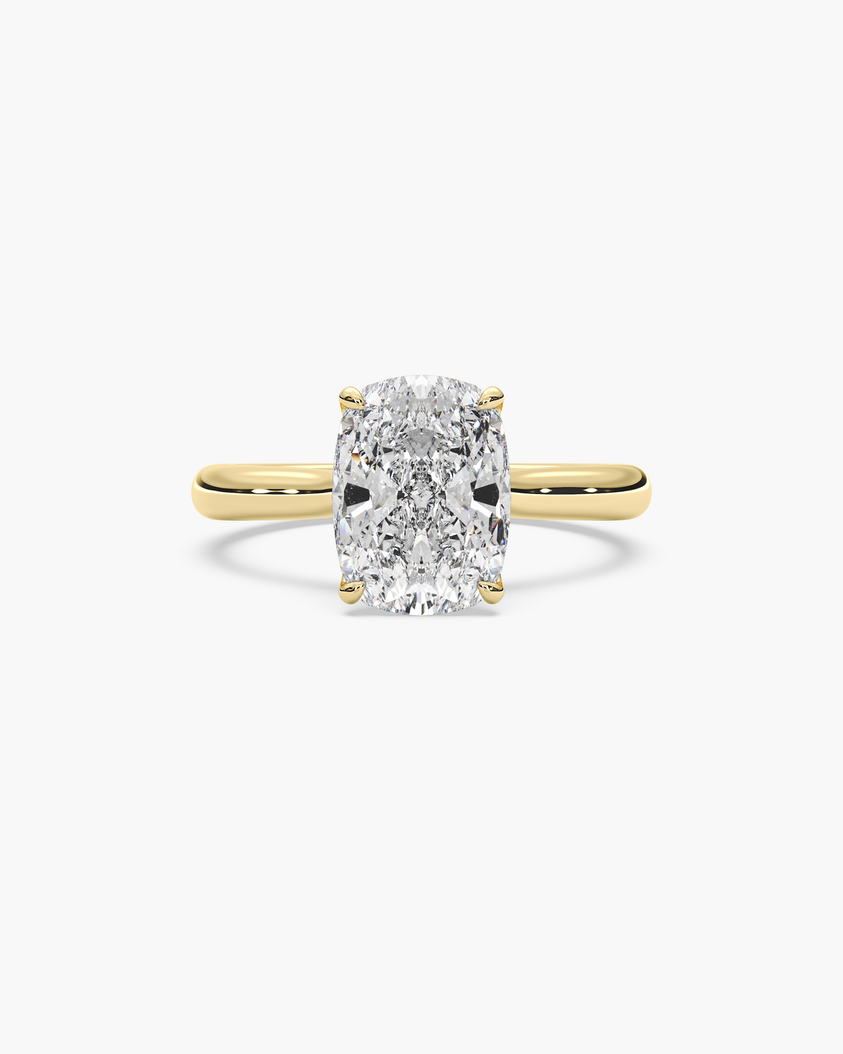Lian Overlapping Floral cushion solitaire engagement ring in 18k yellow gold, top view
