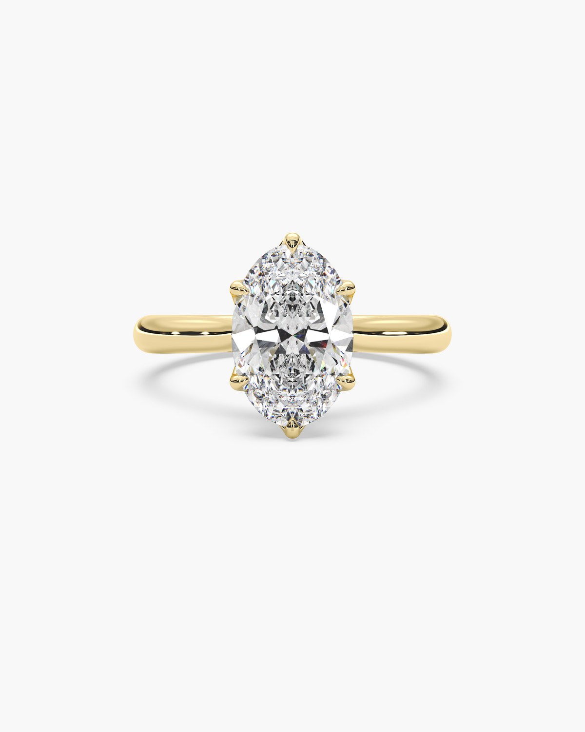 Lian Overlapping Floral oval solitaire engagement ring in 18k yellow gold, top view