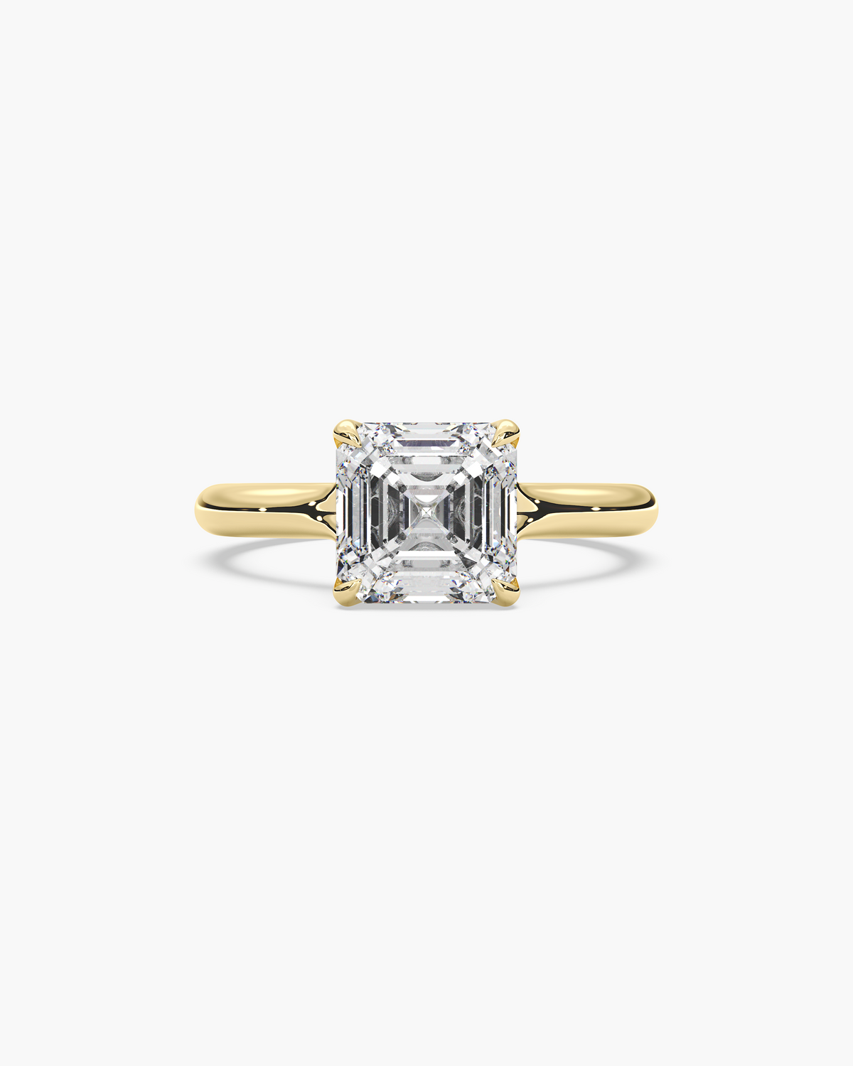 Mei Trellis asscher solitaire engagement ring in 18k yellow gold, top view