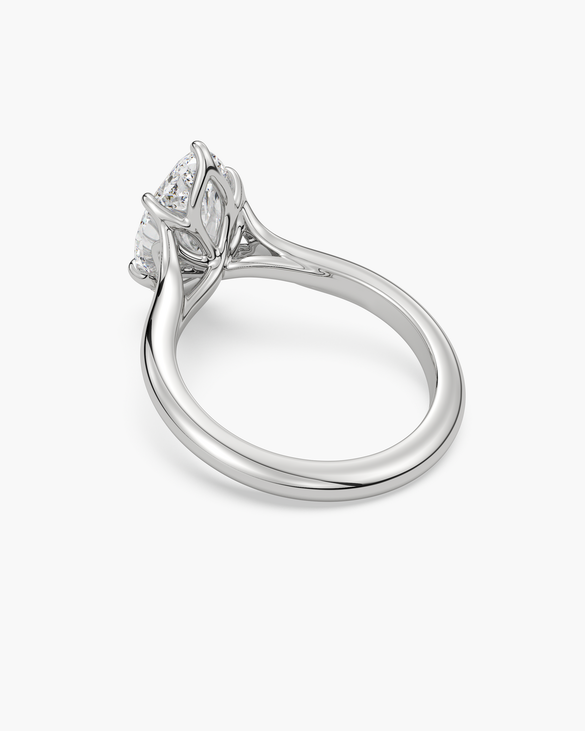 Mei Trellis marquise solitaire engagement ring in 18k white gold, back angle