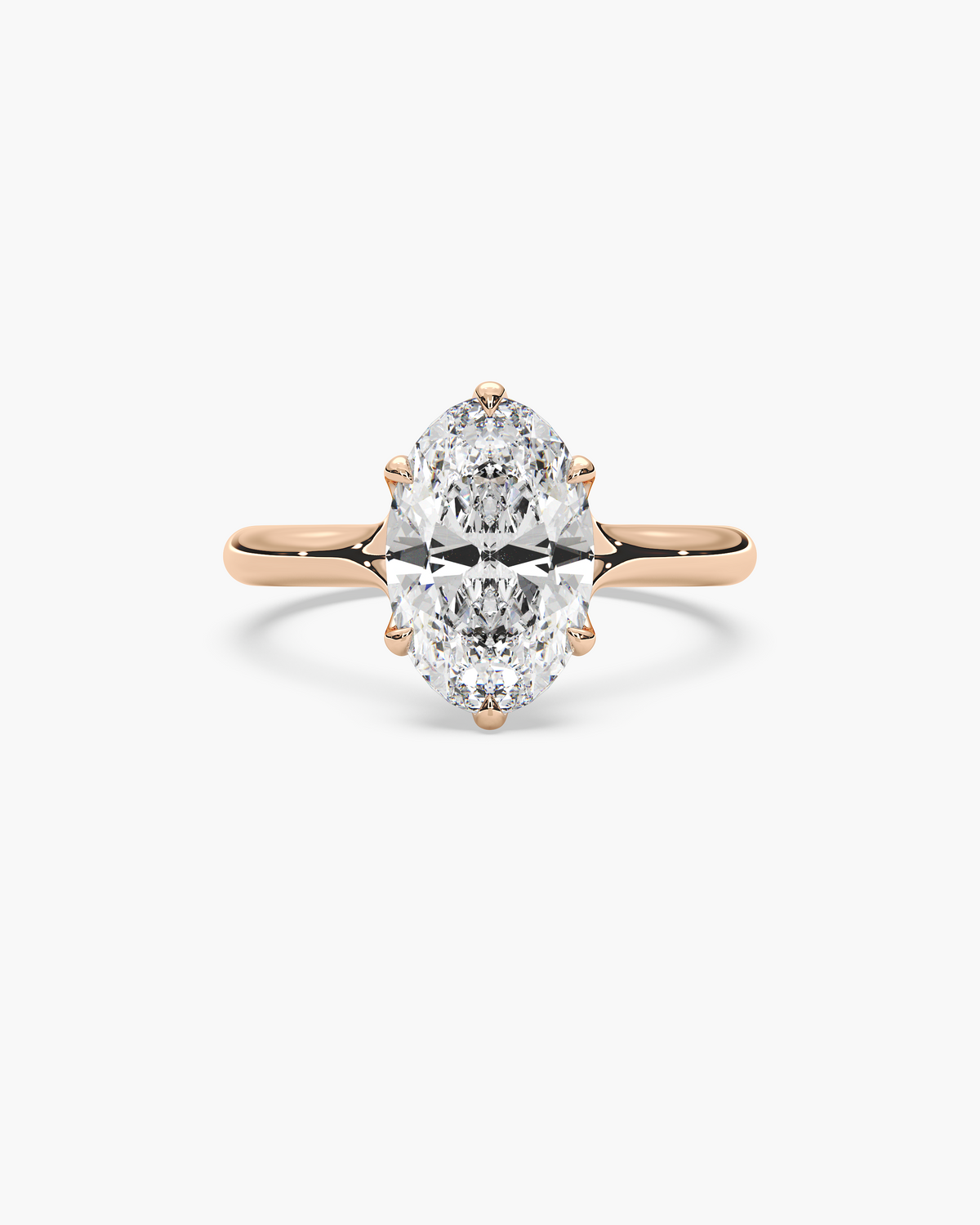 Mei Trellis oval solitaire engagement ring in 18k rose gold, top view