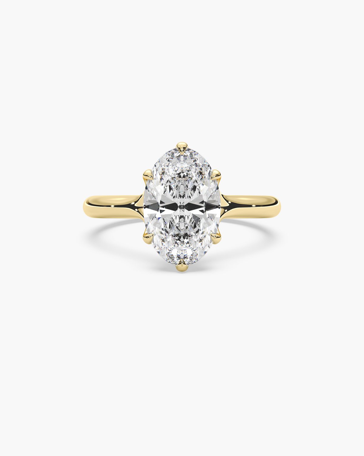 Mei Trellis oval solitaire engagement ring in 18k yellow gold, top view