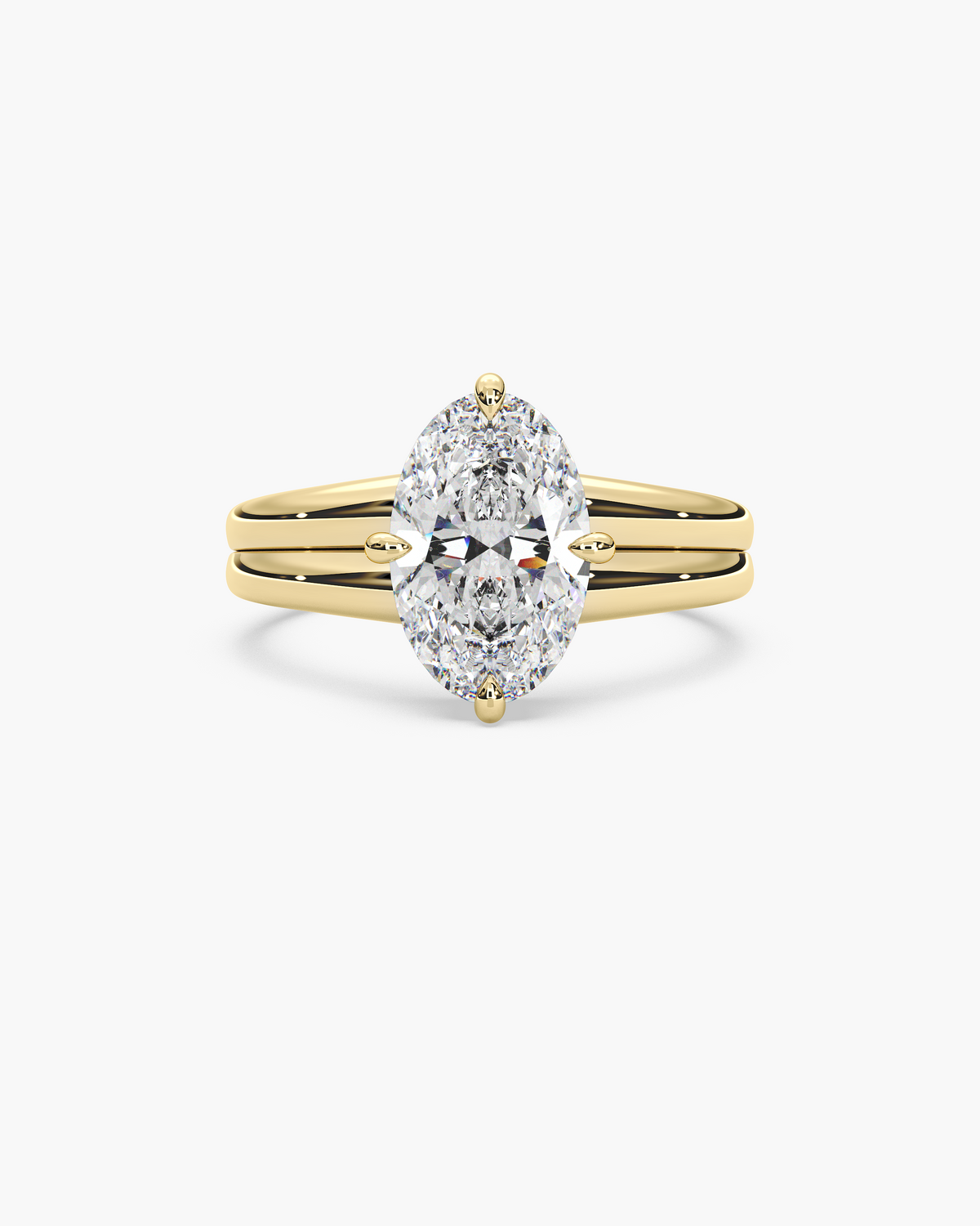 Sen Ribbed oval solitaire engagement ring in 18k yellow gold, top view